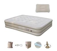 Colchón de aire para camping, colchón de camping grueso inflable, cama doble, 38 x 34 x 14 pulgadas, portátil de lujo, colchoneta de dormir con bomba integrada para senderismo y exteriores