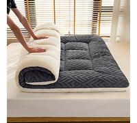 Colchón de cama individual ultra suave y esponjoso, portátil, plegable, protector de colchón grueso para dormir para todas las estaciones, colchón transpirable gris