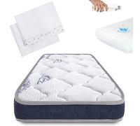 Colchón de Cuna Symphony 120x60 cm, viscoelástico de firmeza Media-Firme, Reversible, con Funda Impermeable y sabanas de algodón CoolDreams