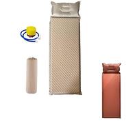 Colchón de espuma viscoelástica autoinflable de doble cara con almohada cervical, bomba de pie incluida, 5 mm de grosor, inflado/desinflado rápido de válvula de doble capa, expansión de hebilla de