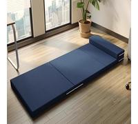 Colchón de espuma viscoelástica de tres pliegues con funda lavable, colchón de suelo de doble cara para ahorrar espacio, viajes e invitados (azul 200 x 90 x 5 cm)