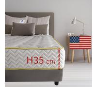 Colchón de espuma viscoelástica King Size 200 x 200 cm, colchón americano ortopédico contra el dolor de espalda alto 35 cm | Colchón viscoelástico que no se calienta con relleno hipoalergénico - Mod.