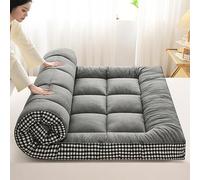 Colchón de futón japonés a cuadros, almohadilla de cama extra esponjosa, tapete de dormir plegable de tatami, suave, transpirable, enrollable, portátil, para sala de estar, dormitorio, invitados