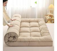 Colchón de futón japonés a cuadros, almohadilla de cama extra esponjosa, tapete de dormir plegable de tatami, suave, transpirable, enrollable, portátil, para sala de estar, dormitorio, invitados