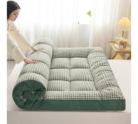 Colchón de futón japonés a cuadros, almohadilla de cama extra esponjosa, tapete de dormir plegable tatami, suave, transpirable, enrollable, portátil, para sala de estar, dormitorio, invitados, camping