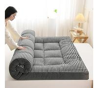 Colchón de futón japonés a cuadros, almohadilla de cama extra esponjosa, tapete de dormir plegable tatami, suave, transpirable, enrollable para sala de estar, dormitorio, invitados, camping (C, 200 x