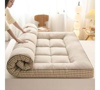 Colchón de futón japonés a cuadros, almohadilla de cama extra esponjosa, tapete de dormir plegable tatami, suave, transpirable, enrollable, portátil, para sala de estar, dormitorio, invitados, camping