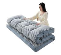 Colchón de futón japonés a cuadros, almohadilla de cama extra esponjosa, tapete de dormir plegable tatami, suave, transpirable, enrollable, portátil, para sala de estar, dormitorio, invitados, camping