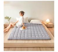 Colchón de futón japonés portátil suave para camping, tapete de dormir tradicional para dormitorio, gris a cuadros, 200 x 220 cm, ideal para el hogar y viajes