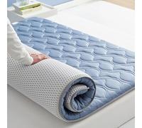 Colchón de futón japonés súper suave plegable para camping e invitados, tamaño individual, matrimonial, Queen, King, azul, 150 x 200 cm, solución cómoda para dormir