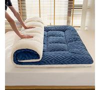 Colchón de futón ultra suave y grueso, tamaño King, color azul, portátil, plegable, esponjoso, protector de colchón para todas las estaciones, colchón transpirable para dormir para cama individual