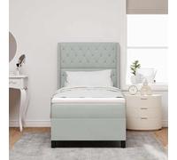 Colchón de Muelles Pocket Gris Claro 90X200 cm Terciopelo Espuma Soporte Medio Duro Funda con Cremallera Individual Cómodo Duradero Diseño de Tela de Calidad Muebles de Dormitorio Protector Acolchado
