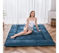 Colchón de suelo japonés, colchón futón, tatami, colchón plegable y enrollable, para dormitorio (azulado, 1 plaza)