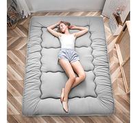 Colchón de suelo japonés, colchón futón, tatami, colchón plegable y enrollable, para dormitorio (gris, 1 plaza)