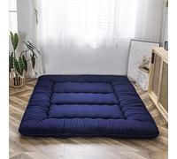 Colchón futón, colchón japonés de suelo, acolchado, extra grueso, plegable, transpirable, cama de invitados, cama de camping (azul marino, 1 plaza)