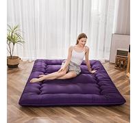 Colchón futón, colchón japonés de suelo, acolchado, extra grueso, plegable, transpirable, cama de invitados, cama de camping (violeta, 1 plaza)