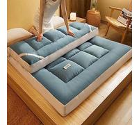 Colchón grueso de futón japonés, almohadilla de cama extra esponjosa, tapete plegable de tatami, suave, transpirable, enrollable para sala de estar, dormitorio, sofá de campamento (azul)