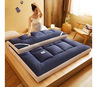 Colchón grueso de futón japonés, almohadilla de cama extra esponjosa, tapete plegable de tatami, suave, transpirable, enrollable, portátil, para sala de estar, dormitorio, invitados, camping (azul