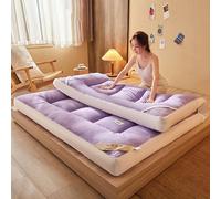Colchón grueso de futón japonés, almohadilla de cama extra esponjosa, tapete plegable de tatami, suave, transpirable, enrollable, portátil, para sala de estar, dormitorio, invitados, camping (morado