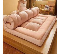 Colchón grueso de futón japonés, almohadilla de cama extra esponjosa, tapete plegable de tatami, suave, transpirable, enrollable, portátil, para sala de estar, dormitorio, invitados, camping (rosa, 90