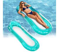 Colchón hinchable de agua con reposacabezas, 150 x 75 cm, balsas para piscina, colchón hinchable 2 en 1, tumbona de relajación para adultos, hamaca de agua, accesorios de piscina premium para verano y