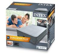Colchón hinchable de Intex, con inflador incluido, 152 x 203 x 46 cm (230 V, 0,38 mm de grosor, base de vinilo, resistente al agua, incluye bolsa, B64424), gris