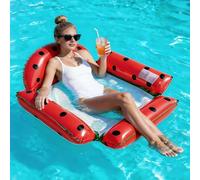 Colchón inflable de agua para piscina, hamaca hinchable para adultos con 4 reposacabezas, figuras de sandía rojas, tumbona, piscina, balsas de verano, playa, diversión acuática, cama para tomar el sol