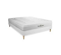 Colchón lancaster 200x200cm, grosor : 22cm, muelles ensacados y espuma viscoelástica, firme, 3 zonas de confort + somier blanco