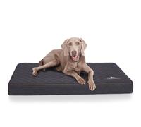 Colchón ortopédico para perros Knuffelwuff Juna de cuero sintético con grabado láser L, 78 x 65 cm, negro