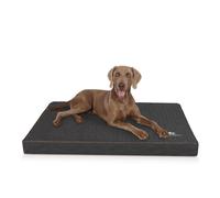 Colchón ortopédico para perros Knuffelwuff Palomino de cuero sintético con grabado láser L, 80 x 60 cm, negro