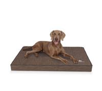 Colchón ortopédico para perros Knuffelwuff Palomino de cuero sintético con grabado láser L, 80 x 60 cm, marrón