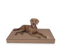 Colchón ortopédico para perros Knuffelwuff Palomino de cuero sintético con grabado láser L, 80 x 60 cm, camel
