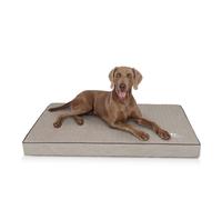 Colchón ortopédico para perros Knuffelwuff Palomino de cuero sintético con grabado láser L, 80 x 60 cm, gris