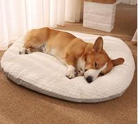 Colchón ovalado para cama de perro, cama de perro XL relajante, tamaño mediano, lavable, suave y cálida para cachorros, almohadas para perros pequeños, medianos y grandes