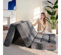 Colchón plegable, cómodo colchón de espuma de pana de tres pliegues, 15 cm de grosor, futón de suelo para invitados, 150 x 200 cm