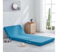 Colchón Plegable de Espuma con Funda Lino desenfundable | Multicolor, varios tamaños, for siesta en la oficina, invitados, piso, viajes(Dark Blue,150x200x5cm)