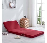 Colchón Plegable de Espuma con Funda Lino desenfundable | Multicolor, varios tamaños, for siesta en la oficina, invitados, piso, viajes(Rosso,150x200x8cm)