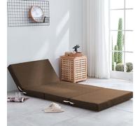 Colchón Plegable de Espuma con Funda Lino desenfundable | Multicolor, varios tamaños, for siesta en la oficina, invitados, piso, viajes(Bruin,150x200x5cm)