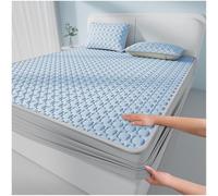Colchón Plegable de Látex con Efecto Refrescante Juego de Cama de 3 Piezas con Funda de Almohada Lavable a Máquina Sin Arrugas Cubrecolchón Helada para Verano(Blue 2,200*220cm+2 pillowcases)