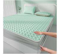 Colchón Plegable de Látex con Efecto Refrescante Juego de Cama de 3 Piezas con Funda de Almohada Lavable a Máquina Sin Arrugas Cubrecolchón Helada para Verano(B Green 2,180*200cm+2 pillowcases)
