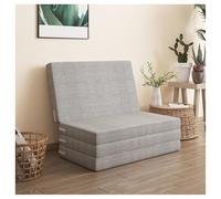Colchón plegable individual - Colchón portátil de 4 pulgadas con funda lavable, colchón multifuncional para viajes y cama de invitados (marrón claro, 120 x 200 cm)