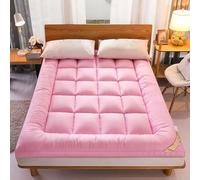 Colchón plegable portátil para dormitorio de estudiantes, colchón de invierno para futón, colchón enrollable, cama doble mediana, rosa, 180 cm x 200 cm, solución cómoda y que ahorra espacio