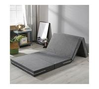 Colchón portátil de espuma viscoelástica para invitados, almohadilla plegable de camping para viajes, suelo, cama de invitados, funda lavable, gris oscuro, 150 x 200 x 10 cm, ideal para comodidad y