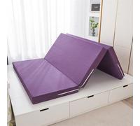 Colchón portátil de tres pliegues con funda lavable, diseño de doble cara, ligero y compacto, ideal para camping, viajes en coche e invitados, color morado (190 x 90 x 8,5 cm)