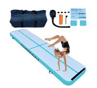 COLCHONETA AIRTRACK INFLABLE | Bomba Incluida | Gimnasia + Yoga + Entrenamiento En Casa | Amortiguación Extra, Impermeable y Portátil | Uso Interior/Exterior Niños Adultos y Atletas (Azul, 400x100x20)
