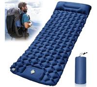 Colchoneta de Camping Ultraligera Inflable para Dormir, Colchones Camping Autohinchable con Almohada y Bomba de Pie,Colchoneta Campings para Dormir para Senderismo Mochilero, Azul