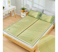 Colchoneta de dormir de bambú de verano de paja tejida natural, colchón de playa, transpirable y refrescante, plegable, 180 x 198 cm, ideal para camping, picnics y actividades al aire libre.