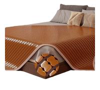 Colchoneta de dormir de bambú natural de 120 x 190 cm - Exquisito borde estilo Mahjong, perfecto para el hogar y el dormitorio, solución cómoda y de verano para dormir