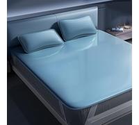 Colchoneta de dormir de seda de hielo refrescante, 5 mm de grosor, colchón plegable de verano a baja temperatura, 22 ℃, perfecto para dormitorios y hogares, extragrande, color azul, 200 x 220 cm