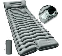 Colchoneta de dormir para camping, ultraligera, con almohada integrada, inflable, compacta, para camping, mochilero, senderismo, viajes, color gris